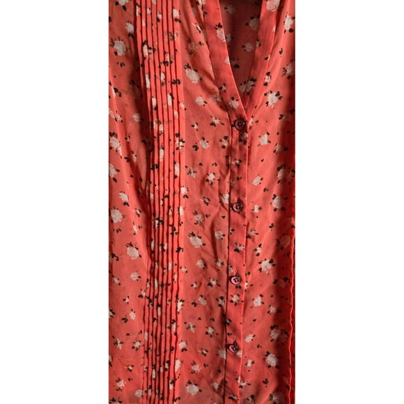 CAbi Women’s 5350 Coral Blossom Sheer Pintuck Floral Sleeveless Blouse Large - Picture 4 of 9